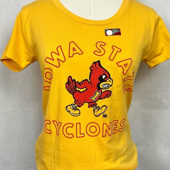 Charlie Hustle Iowa State T-Shirt Yellow Fitted Ladies Sz Small ISU Cyclones New - Picture 2 of 5